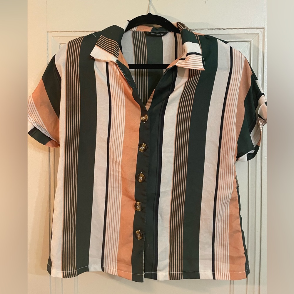 Striped button up with collar shirt